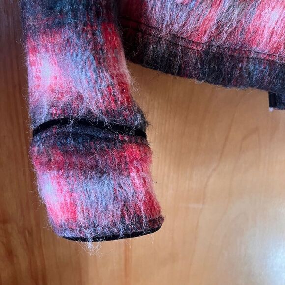 Free People Double Breasted Short Sweater Jacket‎ RED Black Size S EUC - Picture 3 of 9